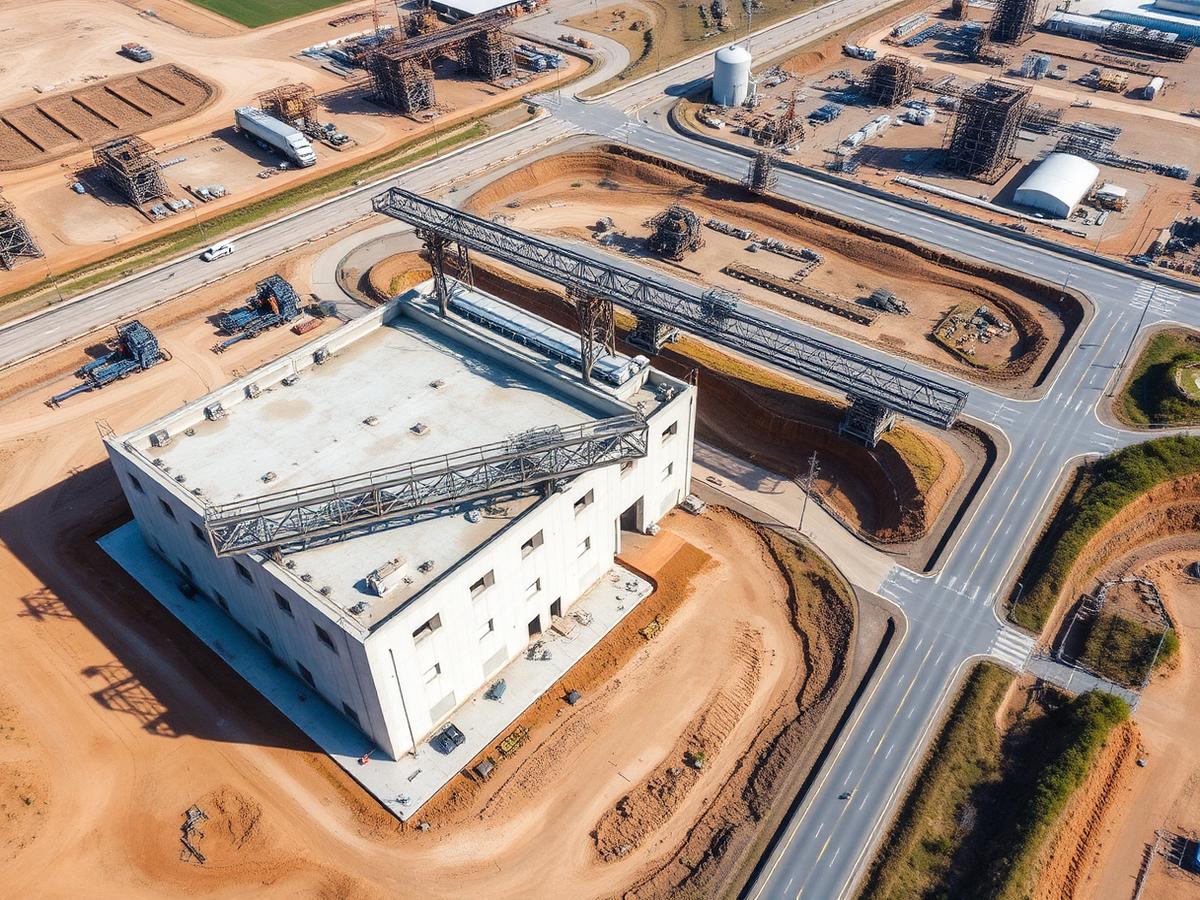 Obras civiles e infraestructura industrial en construcción